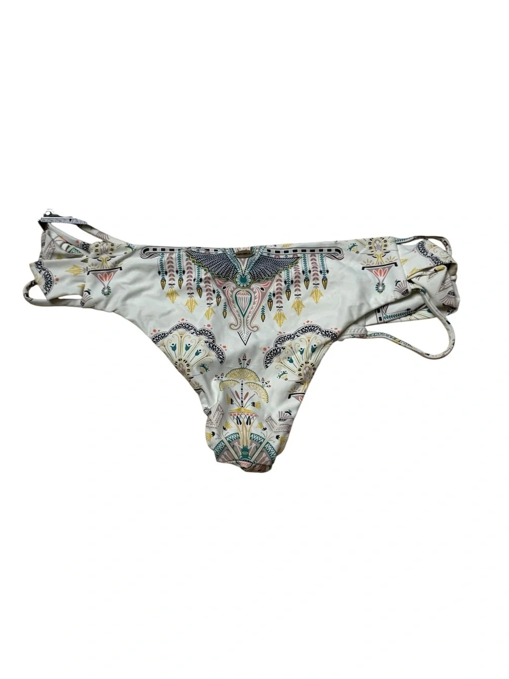O'Neill Cream Bikini Cheeky Bottoms with Teal & Pink Accents Size Small NWT